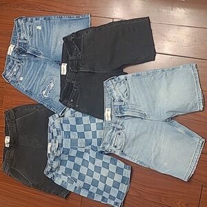 Abercrombie Kids Set Of 5 Denim Shorts in Black, Light Blue, Blue